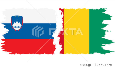 Guinea and Slovenia grunge flags connection vector 125695776