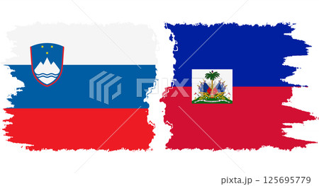 Haiti and Slovenia grunge flags connection vector 125695779