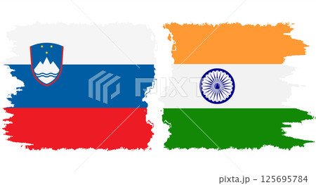 India and Slovenia grunge flags connection vector 125695784