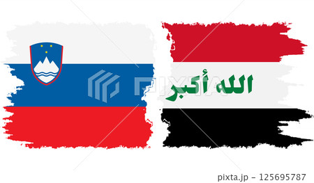Iraq and Slovenia grunge flags connection vector 125695787