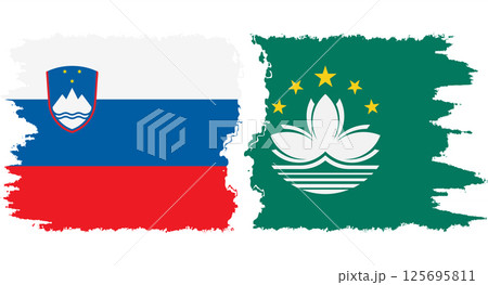 Macau and Slovenia grunge flags connection vector Macau and Slovenia grunge flags connection vector 125695811