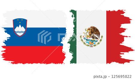 Mexico and Slovenia grunge flags connection vector 125695822