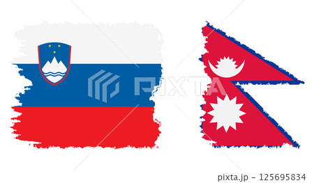 Nepal and Slovenia grunge flags connection vector 125695834