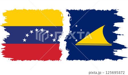 Tokelau and Venezuela grunge flags connection vector 125695872