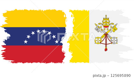 Vatican and Venezuela grunge flags connection vector 125695890