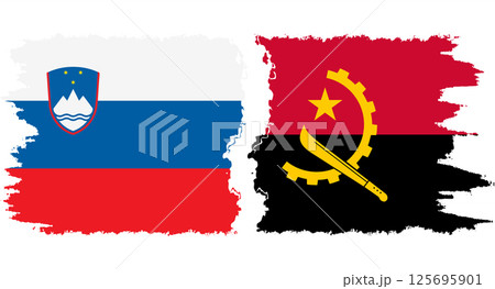 Angola and Slovenia grunge flags connection vector 125695901