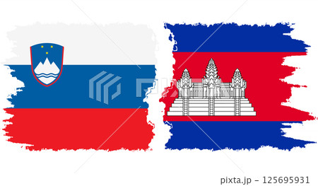 Cambodia and Slovenia grunge flags connection vector Cambodia and Slovenia grunge flags connection vector 125695931