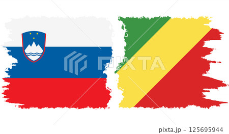 Congo-Brazzaville and Slovenia grunge flags connection vector 125695944