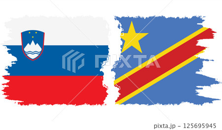 Congo - Kinshasa and Slovenia grunge flags connection vector 125695945