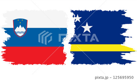 Curacao and Slovenia grunge flags connection vector 125695950