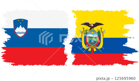 Ecuador and Slovenia grunge flags connection vector 125695960