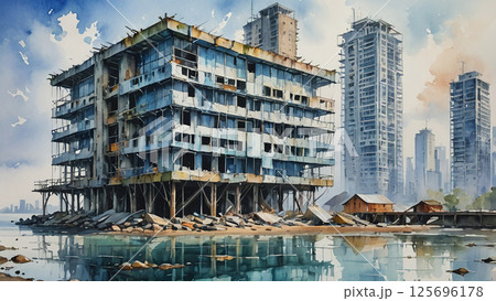 運河に停泊する建物 運河に停泊する建物 125696178