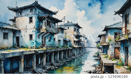 古い町並み 古い町並み 125696180