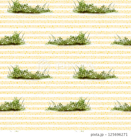 Discover autumn's warmth in this seamless watercolor landscape of grass and stripes 125696271