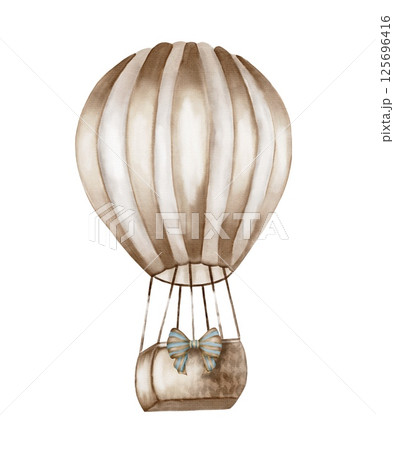 Vintage balloon design featuring soft colors and a delicate bow embellishment for decor 125696416