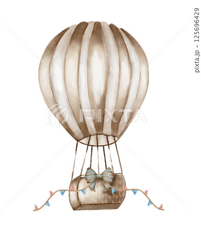 Hot air balloon design with patterned fabric and charming details 125696429