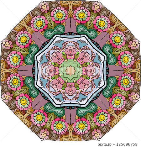 Colorful cute Mandala. Decorative unusual round ornaments. Colorful cute Mandala. Decorative unusual round ornaments. 125696759
