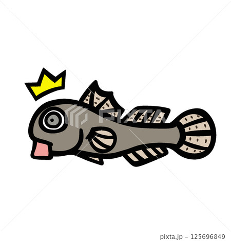 シンプルな驚くハゼのイラスト 125696849
