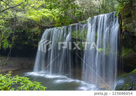 新緑の鍋ヶ滝 水のカーテン 新緑の鍋ヶ滝 水のカーテン 125696854