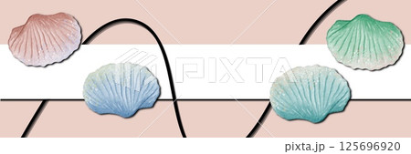 Colorful shells arranged artistically on a soft background showcasing coastal beauty 125696920