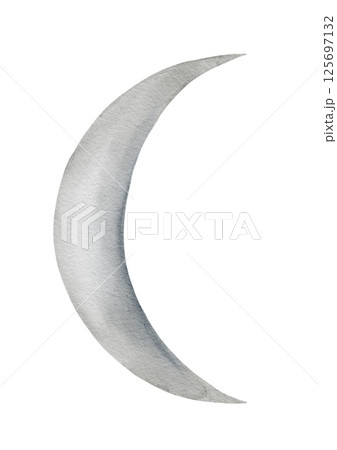 Watercolor crescent moon with soft shades isolated on white background for baby decor 125697132