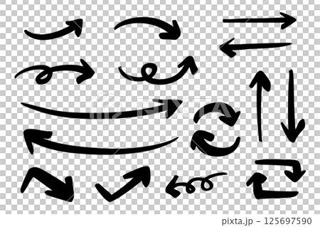 ベクターのペンの手書きの矢印セット 黒 ベクターのペンの手書きの矢印セット 黒 125697590