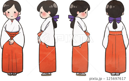 かわいい巫女さんセット 125697617
