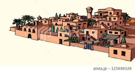 Vector drawing. Old arabic city Vector drawing. Old arabic city 125698326