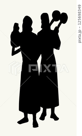 Vector drawing. People playing music 125698349