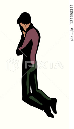 Vector drawing. Praying young man 125698355