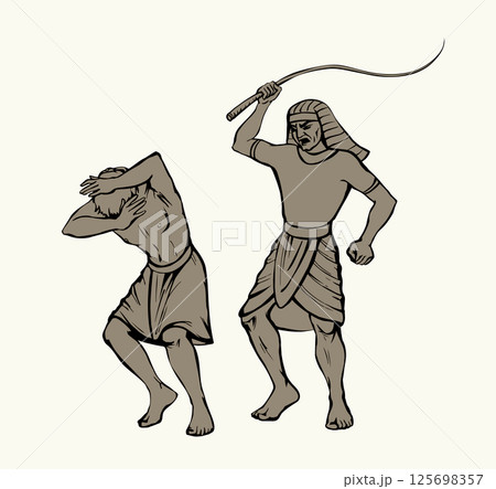 Vector drawing. Man protect himself from the wind 125698357