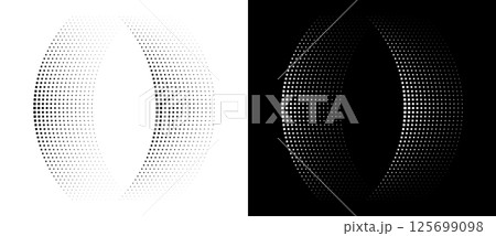 Modern abstract background. Halftone squares as design element. Black shape on a white background and the same white shape on the black side. 125699098