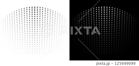 Modern abstract background. Halftone squares as design element. Black shape on a white background and the same white shape on the black side. 125699099