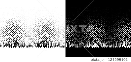 Art design element or background with halftone rhombuses. A black figure on a white background and an equally white figure on the black side. 125699101