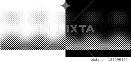 Art design element or background with halftone rhombuses. A black figure on a white background and an equally white figure on the black side. 125699102