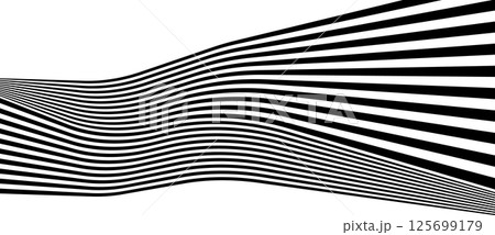 Abstract background with waves lines. Illusion of dynamic transition. Black lines on a white background. 125699179