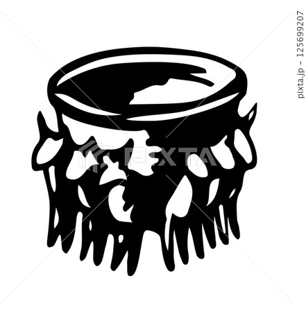 Vector drawing. Bronze sea with oxen from the Jerusalem temple 125699207