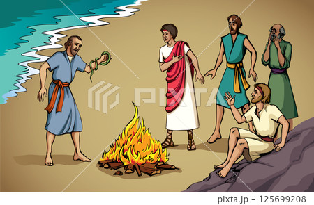 Vector drawing. A snake bit a man's hand Vector drawing. A snake bit a man's hand 125699208