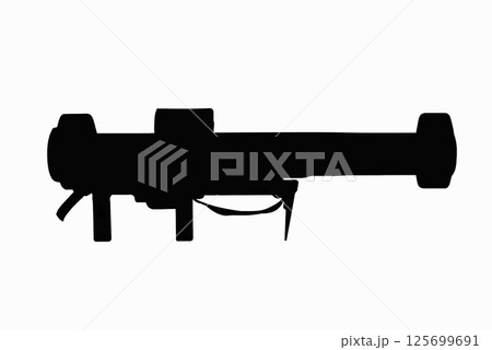 Black silhouette disposable anti-tank rocket launcher. isolated on white background 125699691