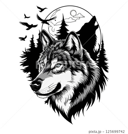a wolf in a forest 125699742