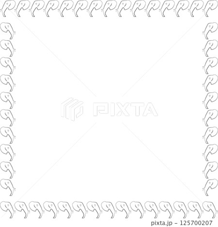 Cute elephant hand drawn frame. African elephant. Wildlife animal on white background 125700207