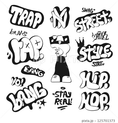 Popular words hand drawn vector doodle set Popular words hand drawn vector doodle set 125701373