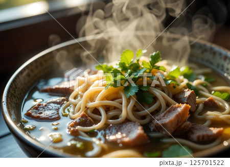 Steaming Bowl of Delicious Ramen Noodles Steaming Bowl of Delicious Ramen Noodles 125701522
