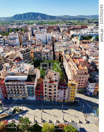 Aerial shot, drone point of view of ancient spanish city of Orihuela Aerial shot, drone point of view of ancient spanish city of Orihuela 125702243