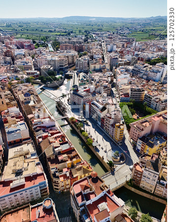 Aerial shot, drone point of view of ancient spanish city of Orihuela Aerial shot, drone point of view of ancient spanish city of Orihuela 125702330