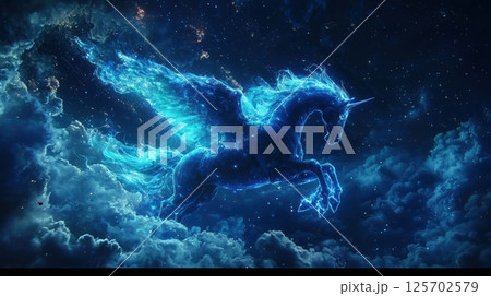 星空を駆ける幻想的なオーロラペガサス 星空を駆ける幻想的なオーロラペガサス 125702579