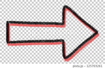 用蠟筆風格手工繪製的簡單紅色箭頭 125703261
