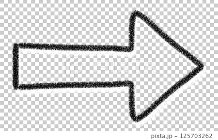 一個簡單的、手繪的、黑色的、蠟筆風格的右箭頭 125703262