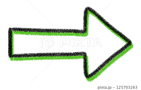 クレヨン風・手書きの緑色のシンプルな右矢印 125703263