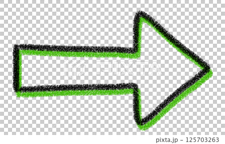 クレヨン風・手書きの緑色のシンプルな右矢印 125703263